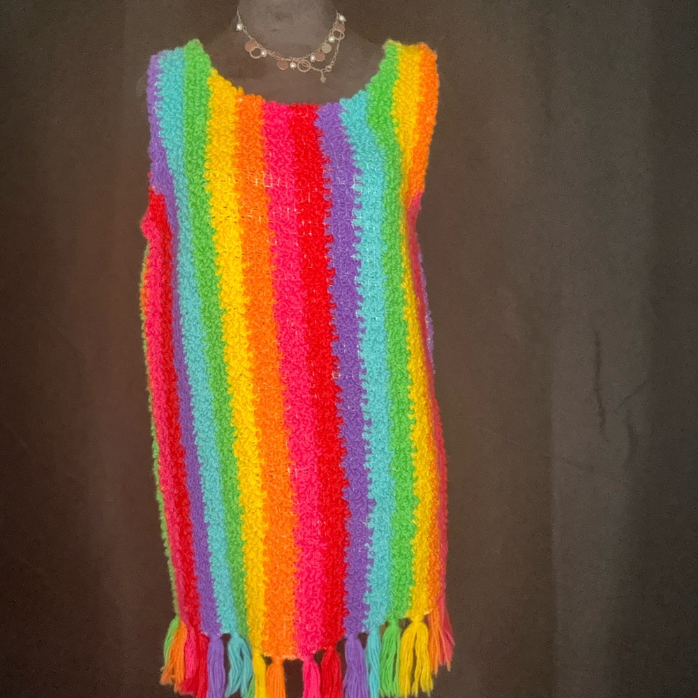 Colorful Rainbow Knit Dress